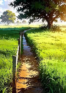 Path through a sunlit meadow
