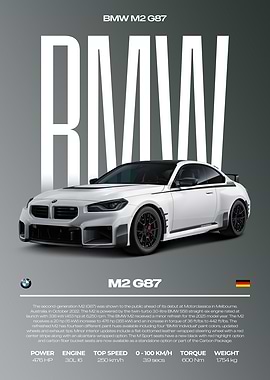 BMW M2 G87 Car Poster