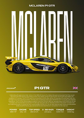 McLaren P1 GTR Car Poster