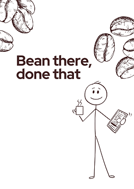 Stick figure with coffee and newspaper