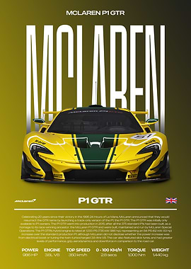 McLaren P1 GTR Car Poster