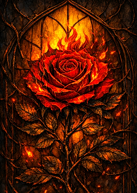 Fiery Rose in Gothic Arch