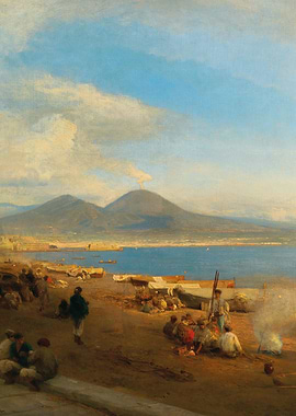 Vesuvius Erupting Over Naples Bay