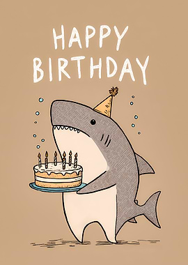 Happy Birthday Shark with Cake