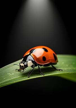 Ladybug on a green leaf