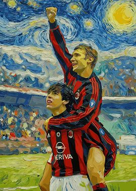 Football players in Van Gogh style