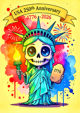 Cute Skeleton Statue of Liberty