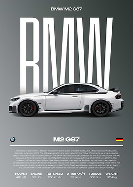 BMW M2 G87 Car Poster
