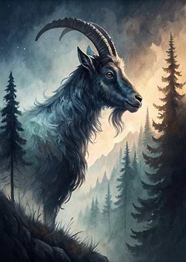 Majestic Ibex in Misty Mountains