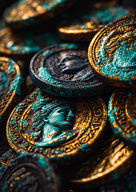 Ancient gold turquoise Greek coins