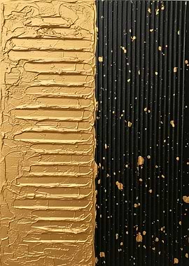 Textured Gold and Black Abstract Art