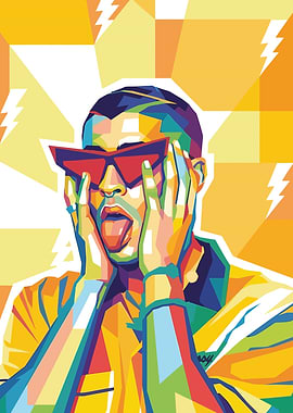 Bad Bunny Pop Art Portrait