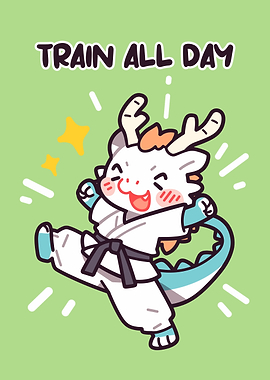 Cute Dragon Doing Karate
