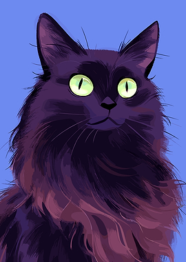 Black Cat with Green Eyes