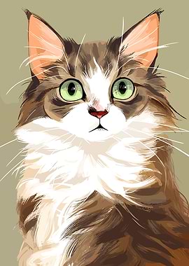 Close-up of a fluffy cat's face