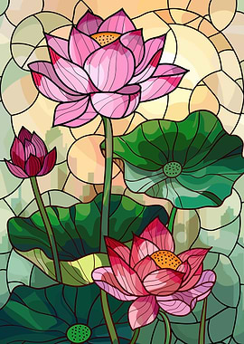 Stained Glass Lotus Flowers