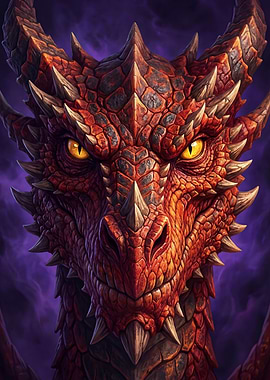 Close-up of a Red Dragon's Face