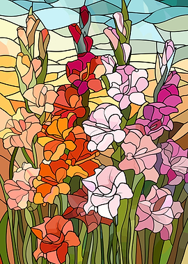 Stained Glass Gladiolus Flowers