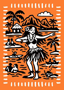 Tropical Hula Beach Poster