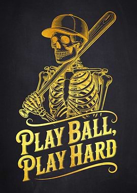 Skeleton Baseball Player with Bat