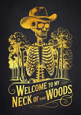Skeleton Cowboy in the Woods