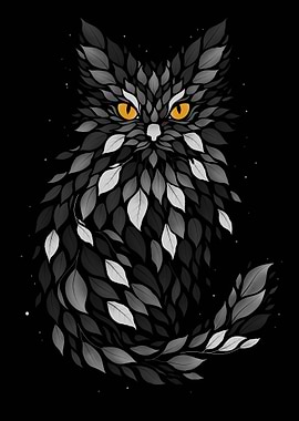 Leaf Cat with Orange Eyes