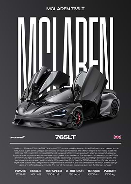 McLaren 765LT Car Poster