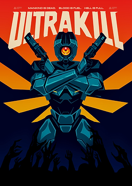 Ultrakill Robot with Guns and Zombies