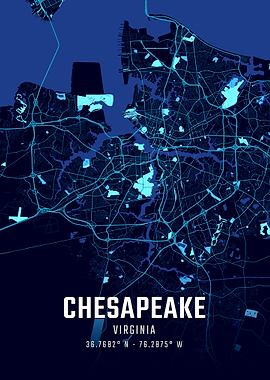 Chesapeake Virginia Midnight City Map