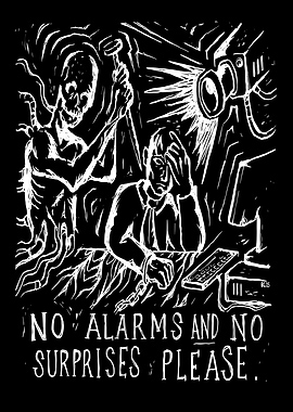 Skeleton with hammer over chained man