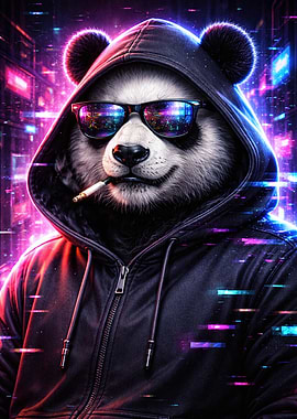 Meme Absurd Panda in Hoodie with Sunglasses