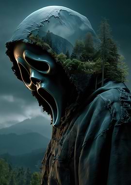 Ghostface with Forest Landscape