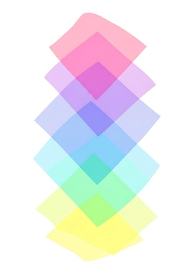 Rainbow Square Overlap Gradient abstract art print