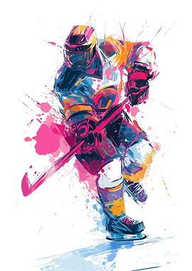 Abstract Hockey Player Art