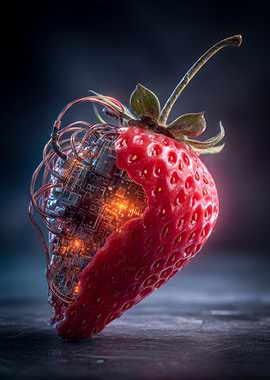 Cyberpunk Strawberry with Circuitry