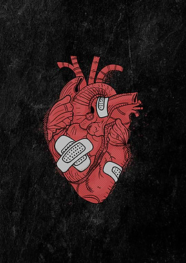 Anatomical Heart with Band-Aids