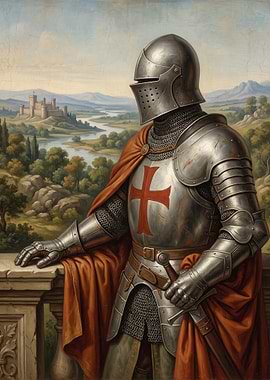 Knight in Armor Overlooking Landscape