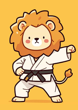 Cute Lion Karateka in Gi