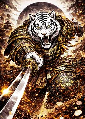 Samurai White Tiger Warrior