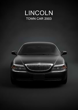 black 2003 Lincoln Town Car Front View poster