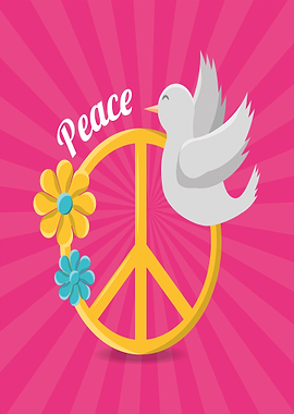 Peace Dove And Flowers