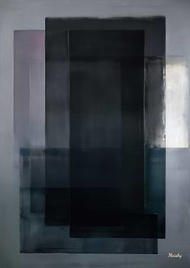 Midnight Slate Color Field Abstract Painting