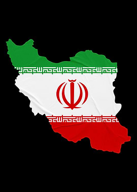 Map of Iran with Flag