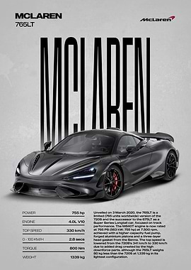 McLaren 765LT Car Poster