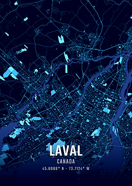 Laval Canada Midnight City Map