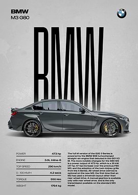 BMW M3 G80 Car Poster
