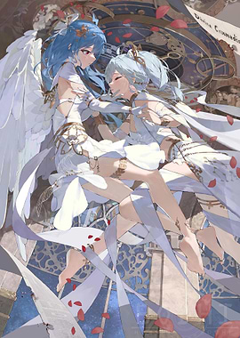 Angelic figures in white attire