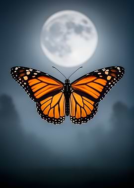 Monarch Butterfly and Moon