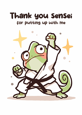 Cute Chameleon in Karate Gi