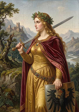Warrior Woman with Sword and Shield